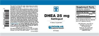 Photo of the Douglas Laboratories DHEA 25 mg Sublingual label