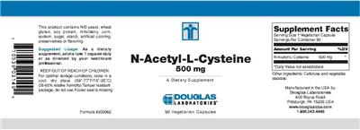 Photo of the Douglas Laboratories N-Acetyl-L-Cysteine 500 mg label