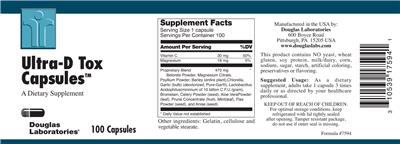 Photo of the Douglas Laboratories Ultra-D Tox Capsules label