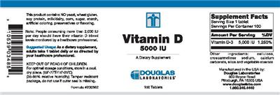 Photo of the Douglas Laboratories Vitamin D 5000 IU label