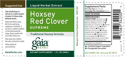 Photo of the Gaia Herbs Hoxsey Red Clover Supreme label
