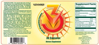 Photo of the Voyager Health Technologies V3 Weight Management Complex label