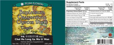 Photo of the Plum Flower Bupleurum Dragonbone Oyster Shell Teapills label