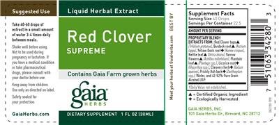 Photo of the Gaia Herbs Red Clover Supreme label