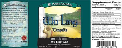 Photo of the Plum Flower Wu Ling Teapills Wu Ling Wan label