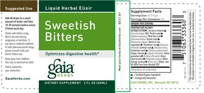 Photo of the Gaia Herbs Sweetish Bitters label