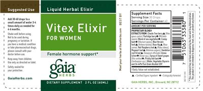 Photo of the Gaia Herbs Vitex Elixir For Women label