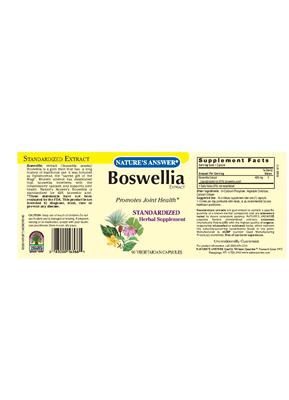 Photo of the Nature's Answer Boswellia Extract label