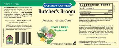 Photo of the Nature's Answer Butcher's Broom Root label