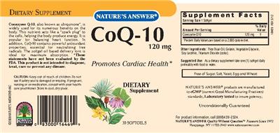 Photo of the Nature's Answer CoQ-10 120 mg label
