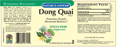 Photo of the Nature's Answer Dong Quai Root label