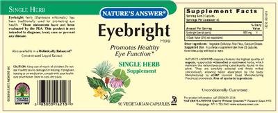 Photo of the Nature's Answer Eyebright Herb label