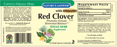 Photo of the Nature's Answer Red Clover Tops label