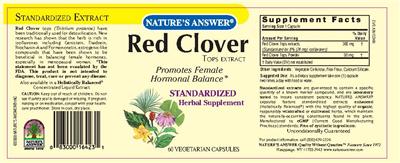 Photo of the Nature's Answer Red Clover Tops Extract label