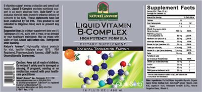 Photo of the Nature's Answer Liquid Vitamin B-Complex Natural Tangerine Flavor label