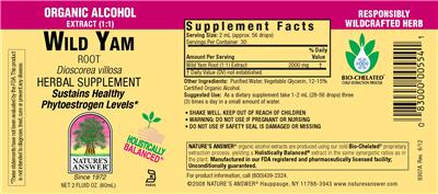 Photo of the Nature's Answer Wild Yam Root label