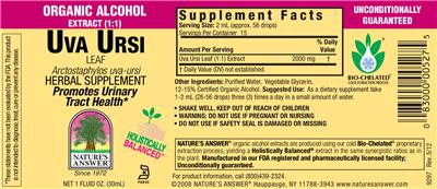 Photo of the Nature's Answer Uva Ursi Leaf label