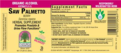 Photo of the Nature's Answer Saw Palmetto Berry label
