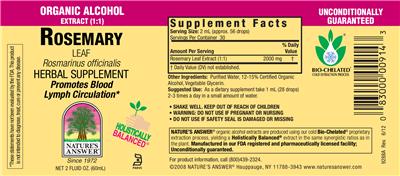 Photo of the Nature's Answer Rosemary Leaf label