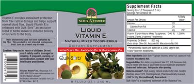 Photo of the Nature's Answer Liquid Vitamin E Natural Mixed Tocopherols label