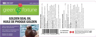 Photo of the Green Fortune Golden Seal Oil label