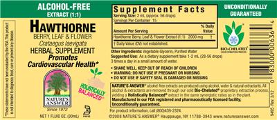 Photo of the Nature's Answer Hawthorne Berry, Leaf & Flower Alcohol-Free label