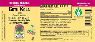 Photo of the Nature's Answer Gotu Kola Herb label