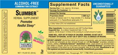 Photo of the Nature's Answer Slumber label