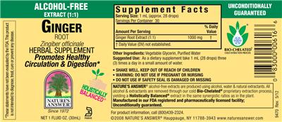 Photo of the Nature's Answer Ginger Root Alcohol-Free label