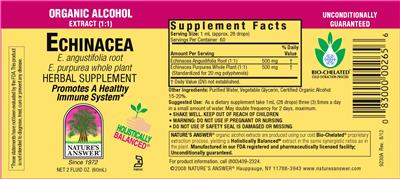 Photo of the Nature's Answer Echinacea label
