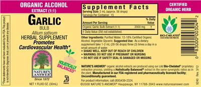 Photo of the Nature's Answer Garlic Bulb label