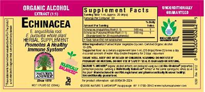 Photo of the Nature's Answer Echinacea label