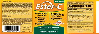 Photo of the American Health Ester-C 1000 mg With Citrus Bioflavonoids label