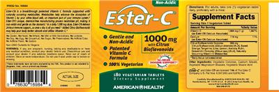 Photo of the American Health Ester-C 1000 mg With Citrus Bioflavonoids label