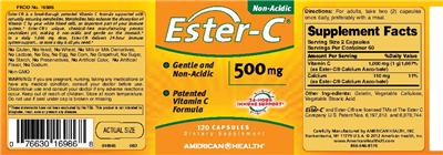 Photo of the American Health Ester-C 500 mg label