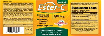 Photo of the American Health Ester-C 500 mg label