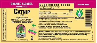 Photo of the Nature's Answer Catnip Herb label