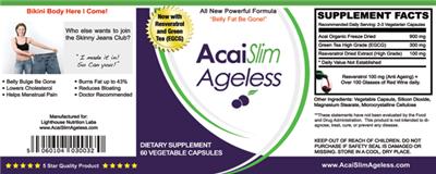 Photo of the Lighthouse Nutrition Labs AcaiSlim Ageless label