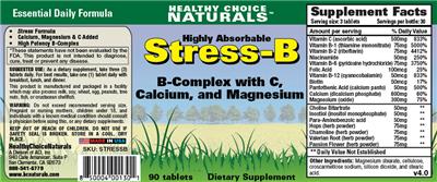 Photo of the Healthy Choice Naturals Highly Absorbable Stress-B label