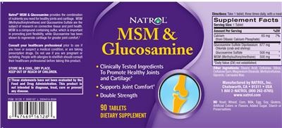 Photo of the Natrol MSM & Glucosamine label