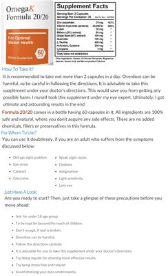 Photo of the OmegaK Formula 20/20 label