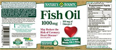 Photo of the Nature's Bounty Fish Oil 1000 mg label