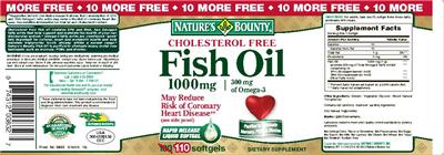 Photo of the Nature's Bounty Cholesterol Free Fish Oil 1000 mg label