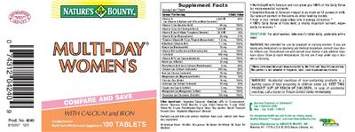 Photo of the Nature's Bounty Multi-Day Women's label