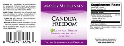 Photo of the Massey Medicinals Candida Freedom label