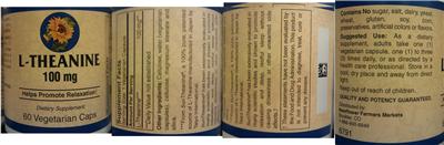 Photo of the Newflower Farmers Markets L-Theanine 100 mg label