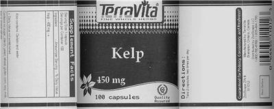 Photo of the TerraVita Kelp 450 mg label