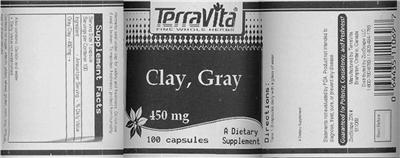 Photo of the TerraVita Clay, Gray 450 mg label