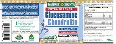 Photo of the Nature's Bounty Extra Strength Glucosamine Chondroitin Complex label
