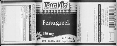 Photo of the TerraVita Fenugreek 450 mg label